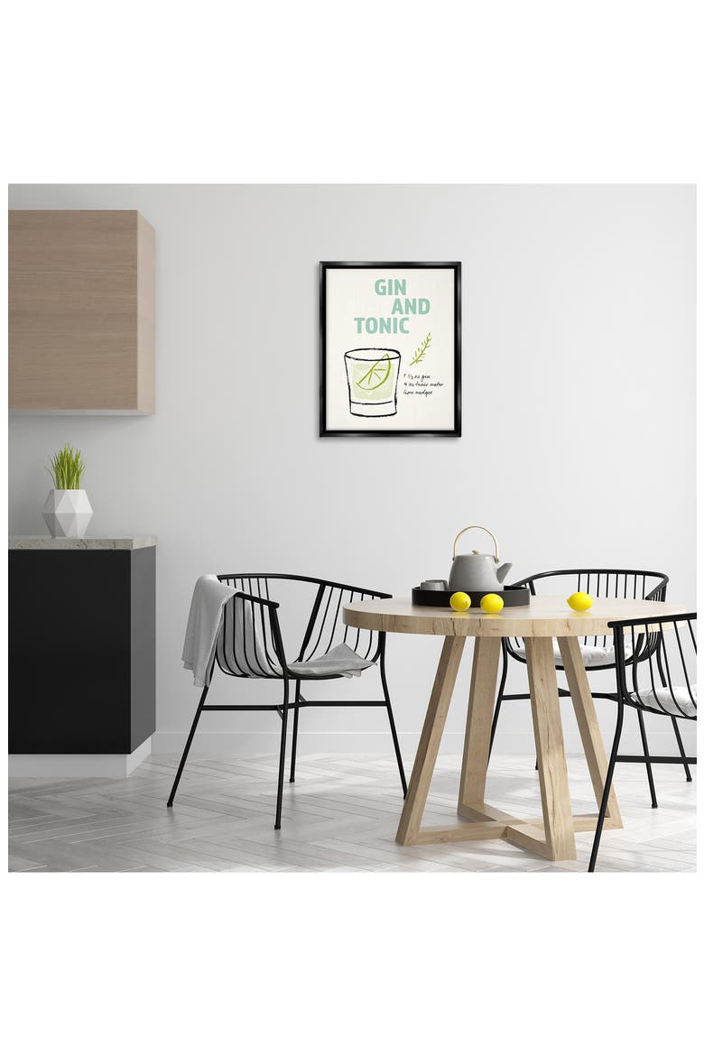 Gin & Tonic Recipe Framed Canvas Wall Art, Alternate, color, GREEN