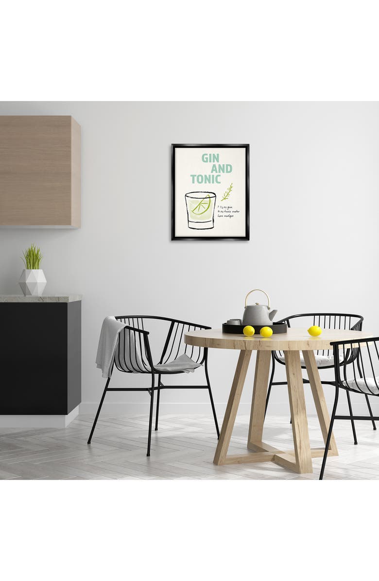 Stupell Industries Gin & Tonic Recipe Framed Canvas Wall Art, Alternate, color, Green
