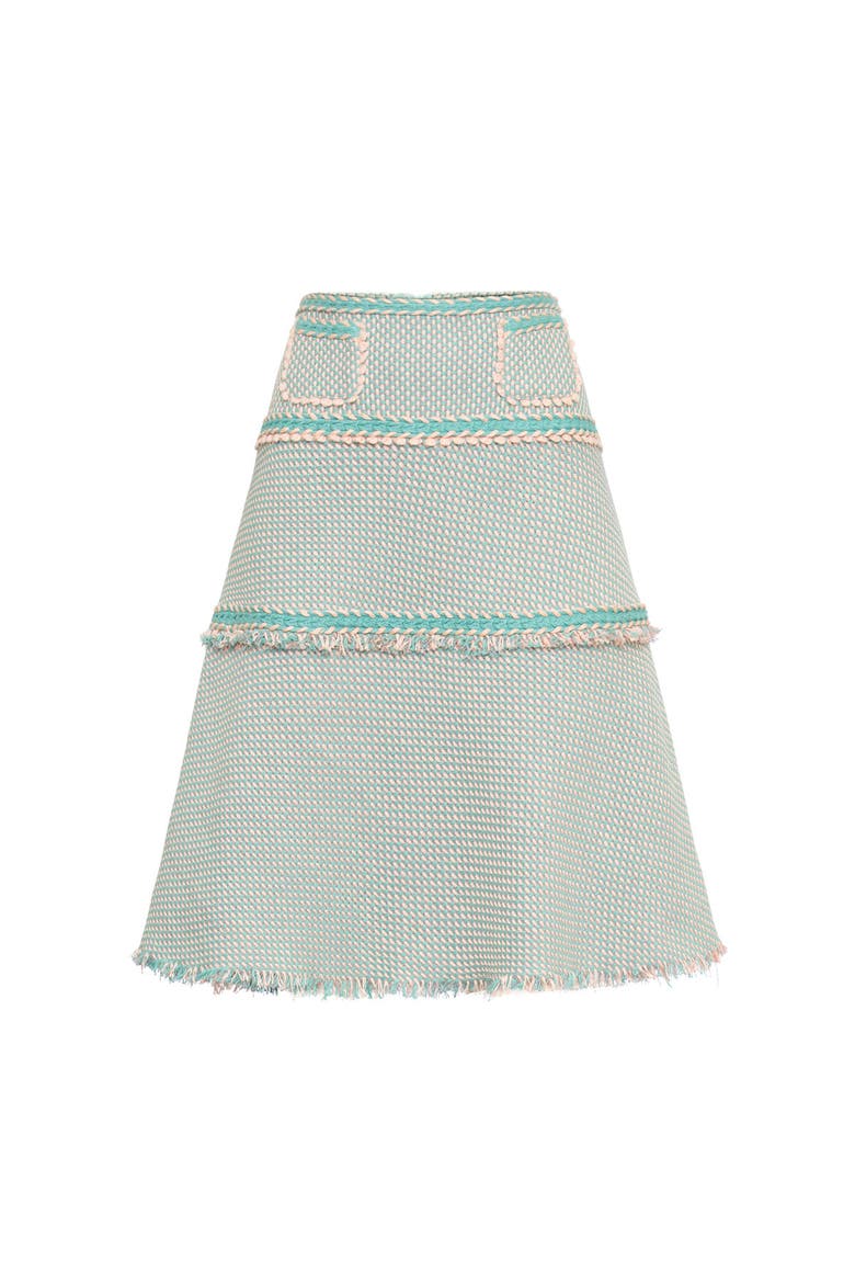 Tweed Skirk With Patch Pockets And Trimming, Alternate, color, Mint