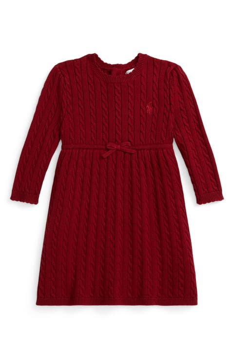 Cable Long Sleeve Cotton Sweater Dress & Bloomers (Baby)