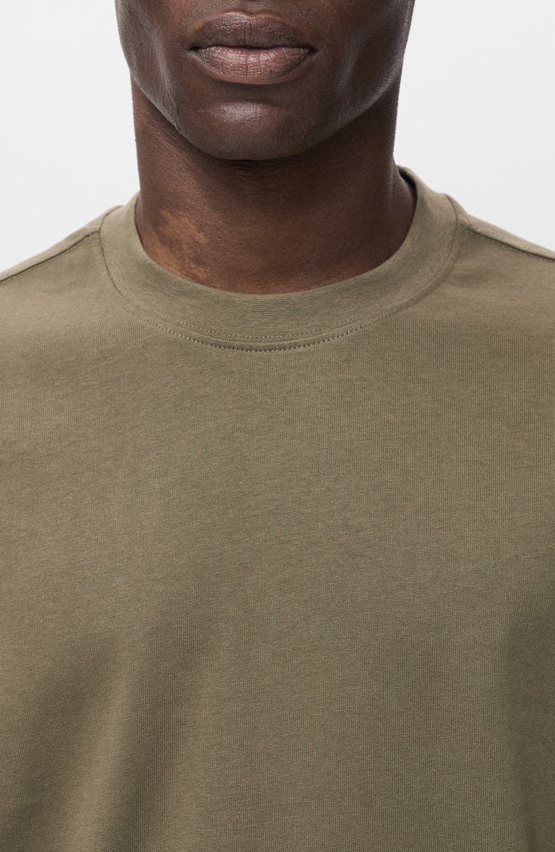 MANGO Relaxed Fit Solid Cotton T-Shirt, Alternate, color, Khaki Green