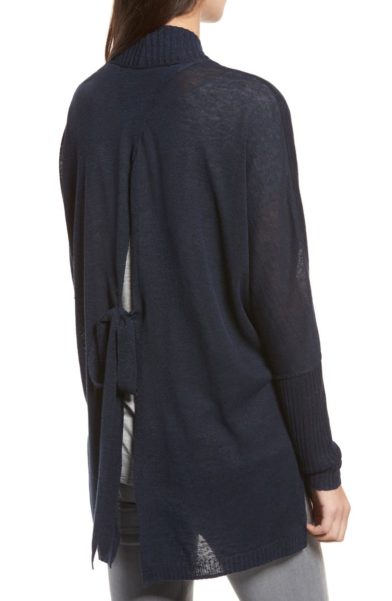 Trouvé Tie Back Linen Blend Cardigan, Alternate, color, 