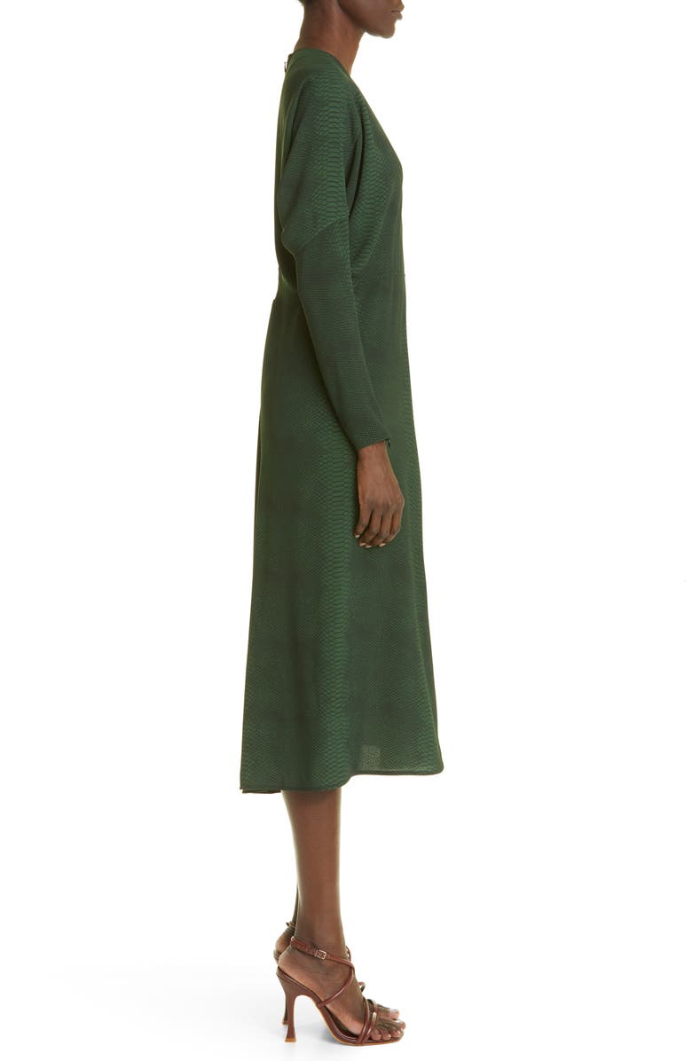 Victoria Beckham Snakeskin Print Long Sleeve Cady Midi Dress, Alternate, color, 