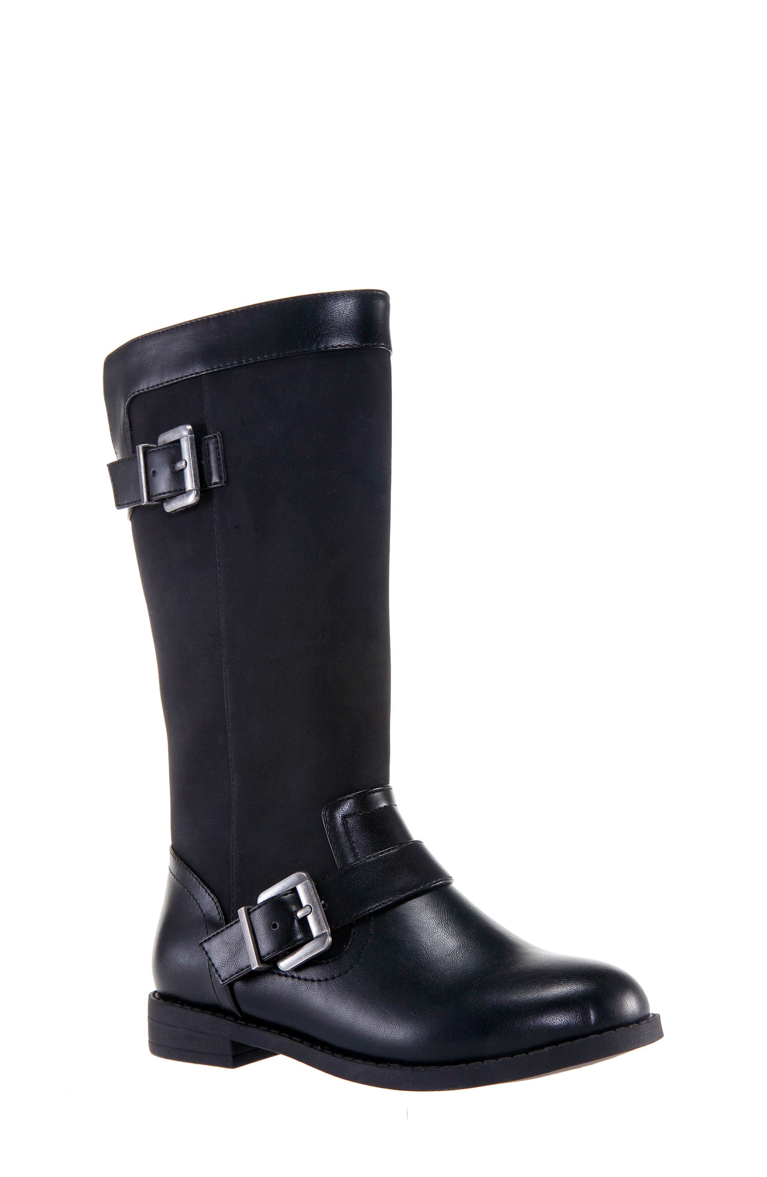 Nina Tanjela Riding Boot, Main, color, Black Suede Smooth