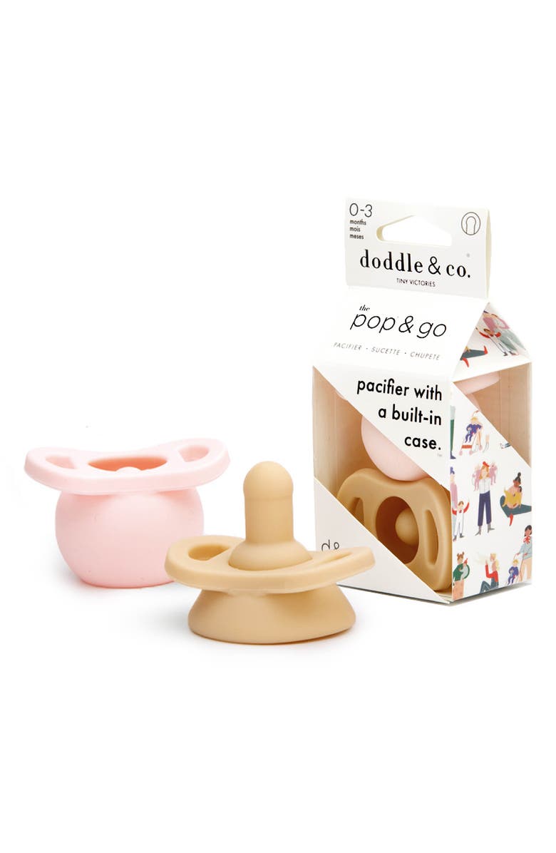 Doddle & Co. 2-Pack Pop & Go Pacifier Set, Main, color, Blush/ Smash Cake