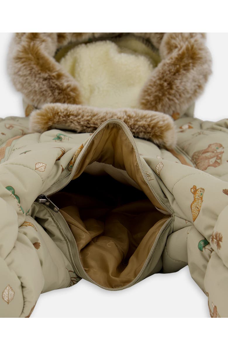 Deux par Deux Baby Boy One-Piece Layette Snowsuit Designed for Car Seat Animal, Alternate, color, Green