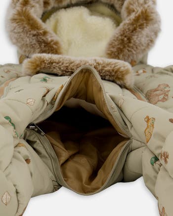 Baby Boy One-Piece Layette Snowsuit Designed for Car Seat Animal