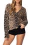 Leopard Print Fuzzy V-Neck Cardigan