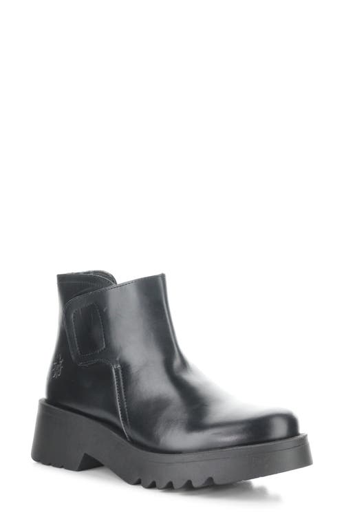 Fly London Mufe Black Leather Low Shalf Ankle Boots In Black