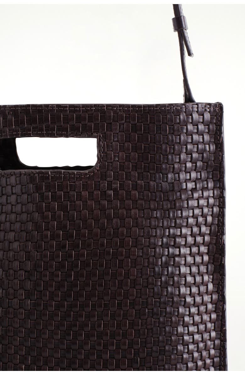 COS Braided Leather Tote, Alternate, color, Brown Dark