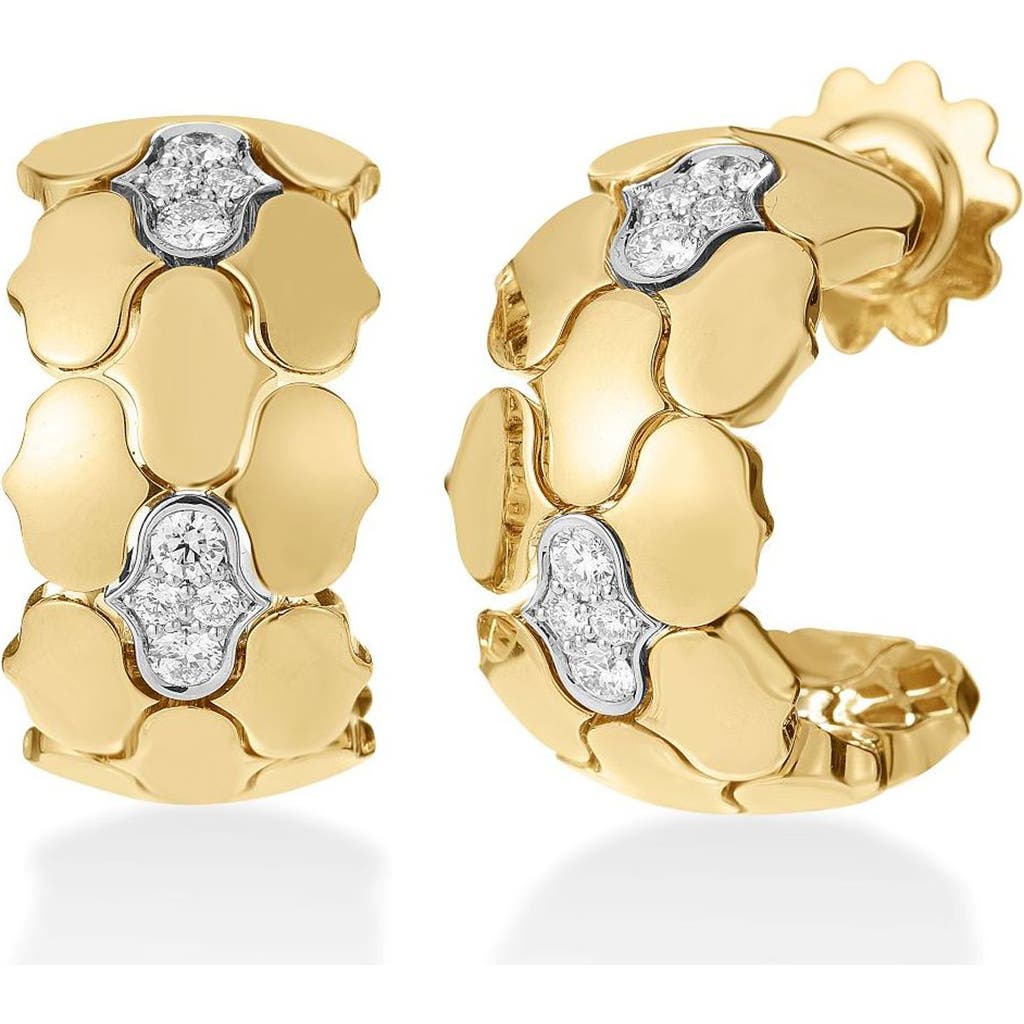 Roberto Coin Cobra Diamond Hoop Earrings In Gold
