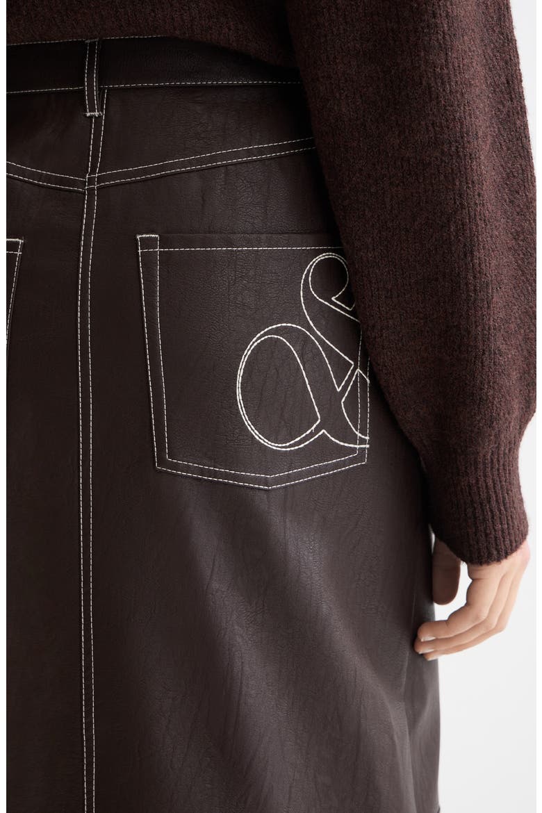 Faux Leather Midi Skirt, Alternate, color, CHOCOLATE PLUM