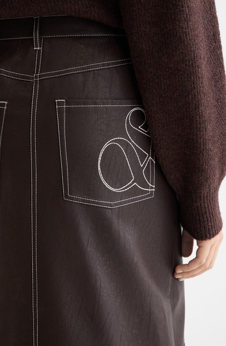 Scotch & Soda Faux Leather Midi Skirt, Alternate, color, Chocolate Plum