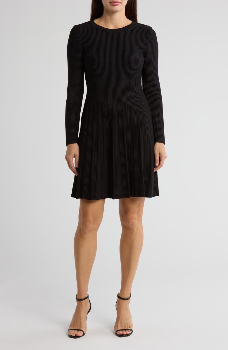 DKNY Long Sleeve Ribbed Fit & Flare Sweater Dress | Nordstromrack DKNY Long Sleeve Ribbed Fit & Flare Sweater Dress | Nordstromrack