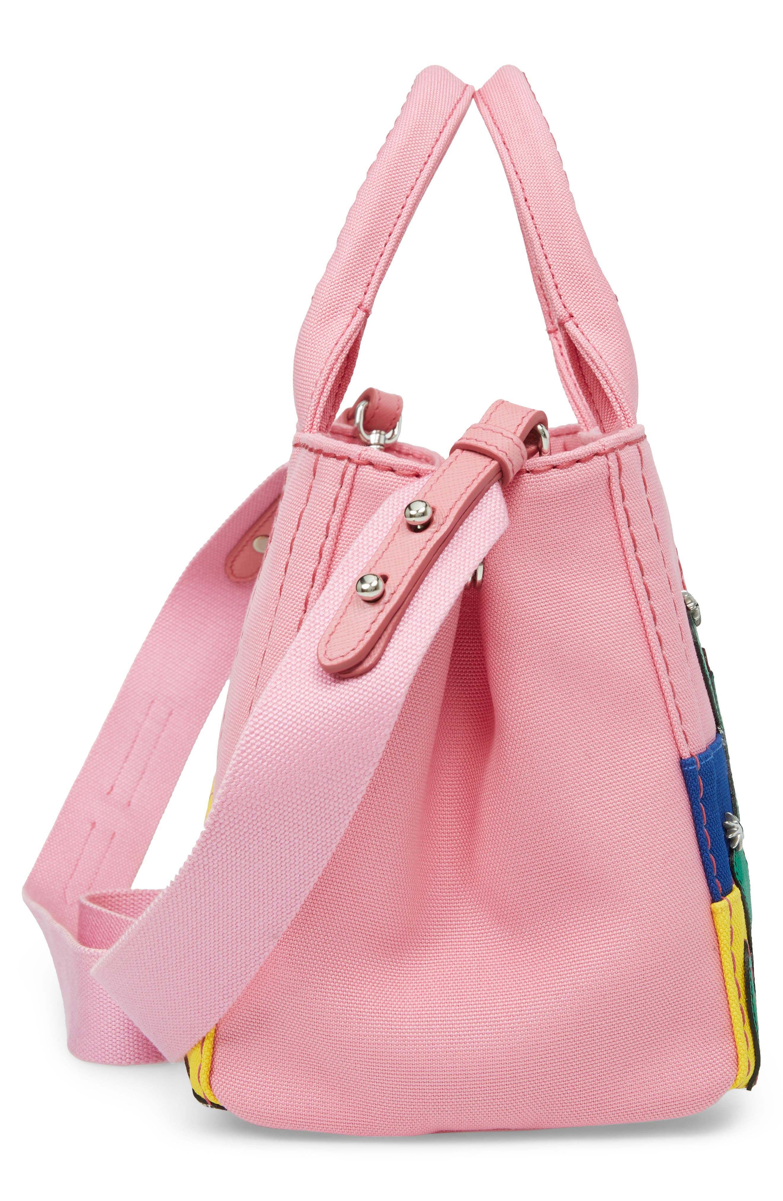 Desert Motif Patch Leather & Canvas Tote, Alternate, color, PINK