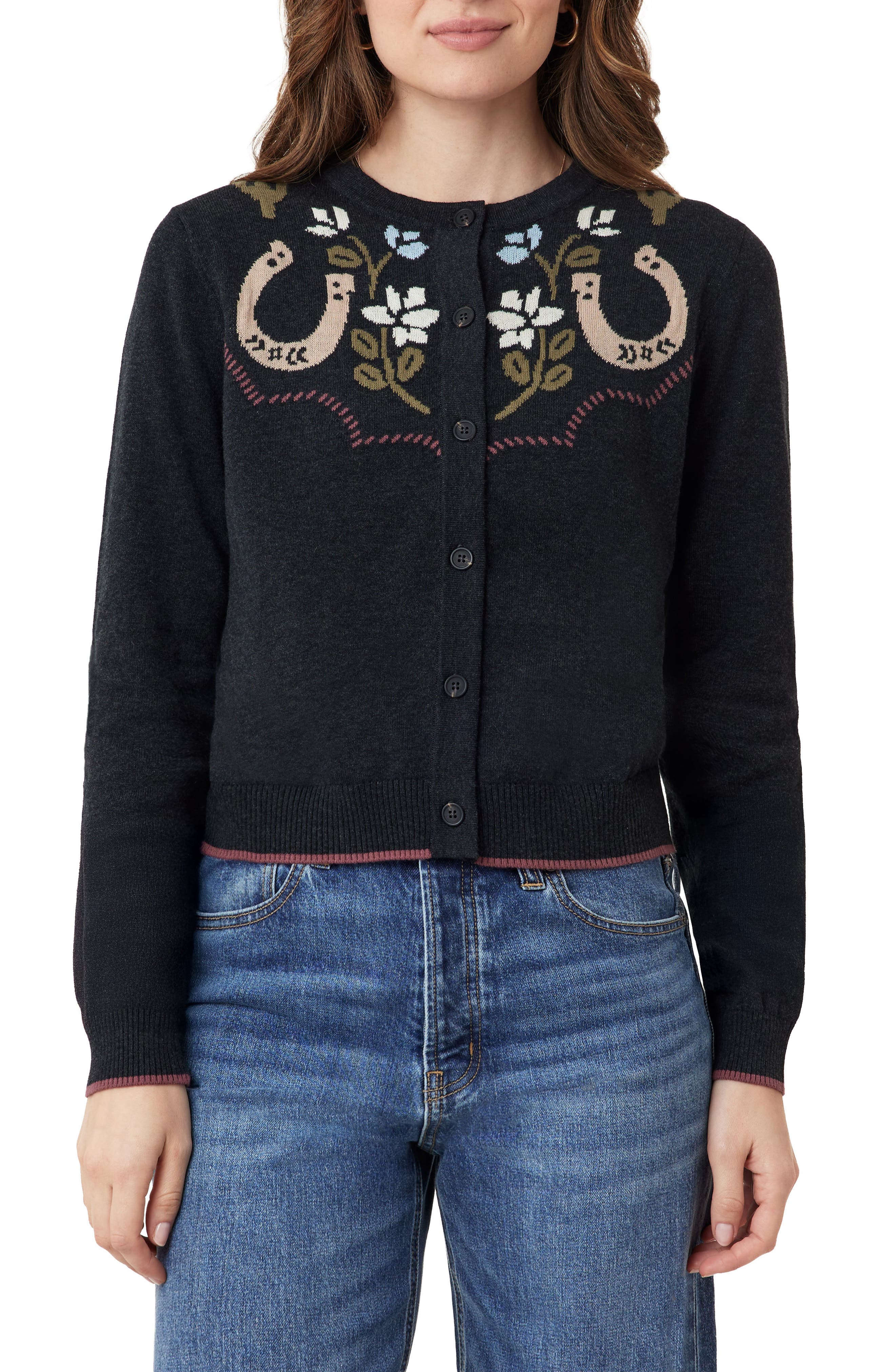 Scotch & Soda Floral Horseshoe Intarsia Crewneck Sweater