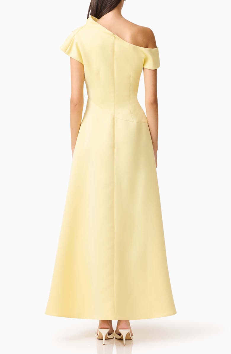 Elliatt Marissa One-Shoulder Asymmetric Hem Duchess Satin Gown, Alternate, color, Lemon Yellow