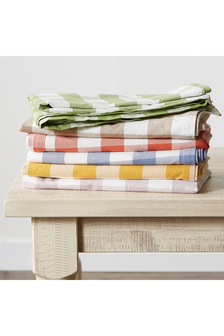 Buffalo Check Woven Cotton Tablecloth, Alternate, color, Stonewash Blue