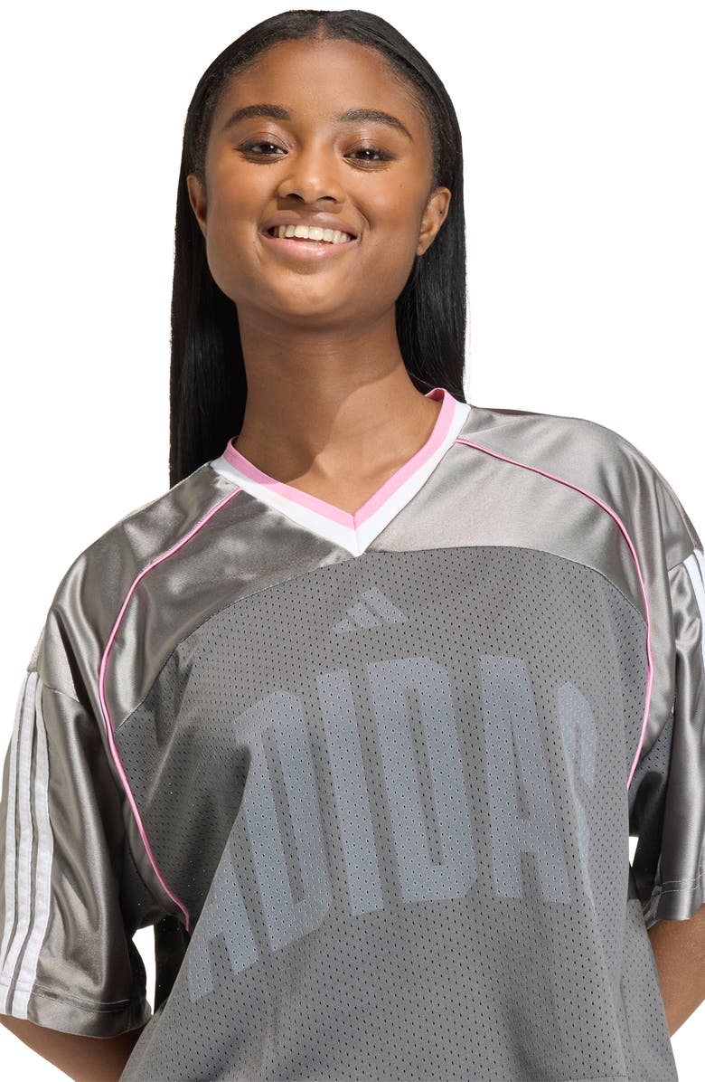 adidas Stadium Graphic Mesh T-Shirt, Alternate, color, Grey Six/ St Tropic Bloom