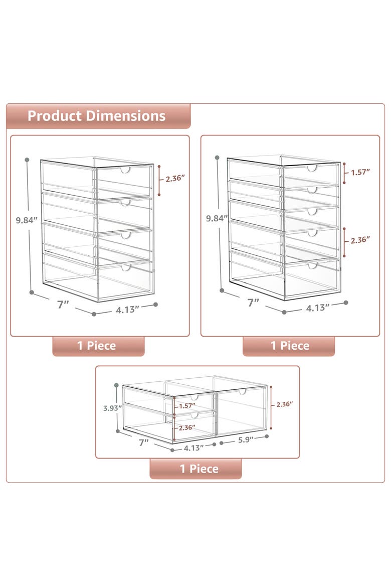 12-Drawer Acrylic Organizer, Alternate, color, CLEAR