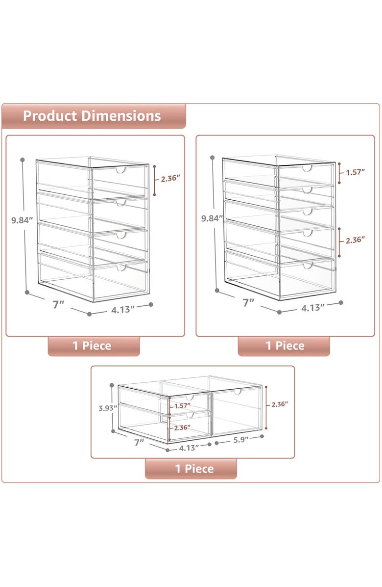 SORBUS 12-Drawer Acrylic Organizer, Alternate, color, Clear