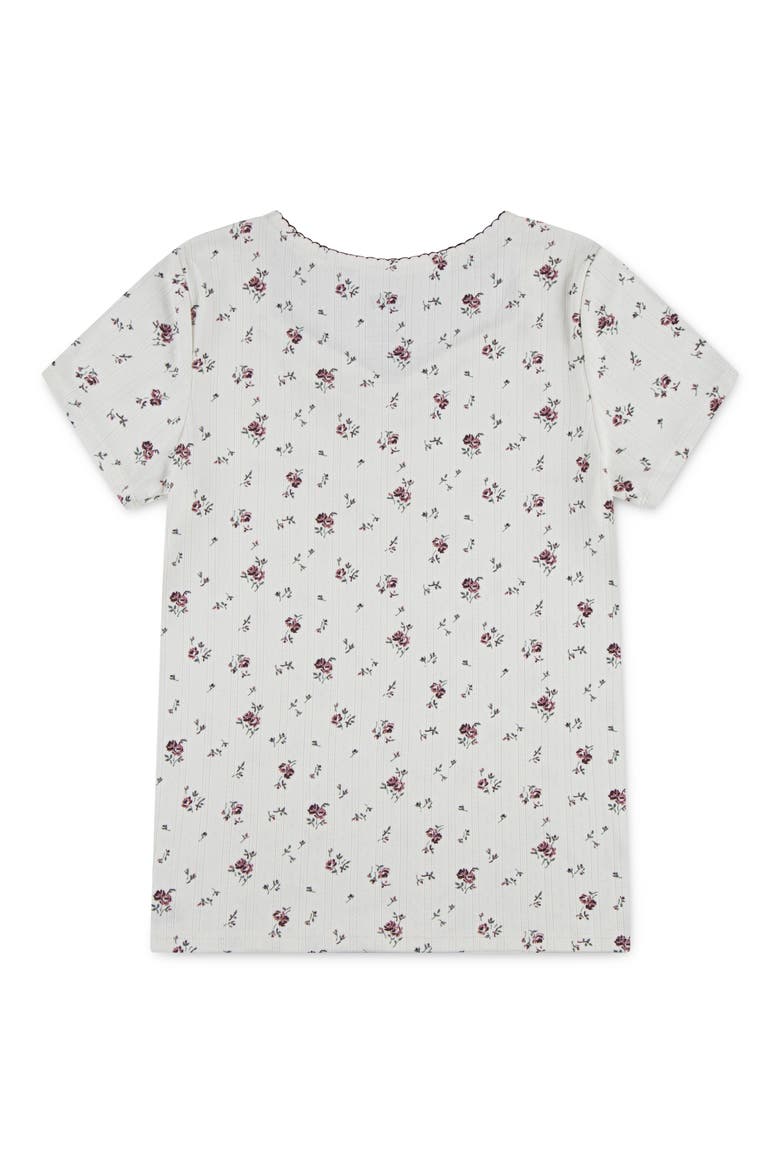 Kids' Floral Pointelle T-Shirt, Alternate, color, GARDENIA