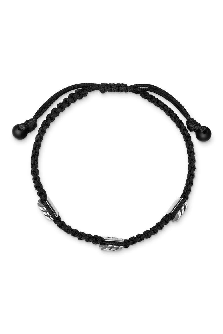 Men's Chevron Woven Station Bracelet, Alternate, color, BLACK/ SILVER