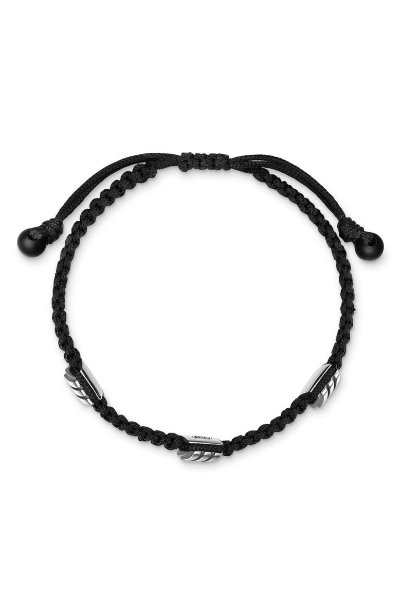 David Yurman Men's Chevron Woven Station Bracelet, Alternate, color, Black/ Silver