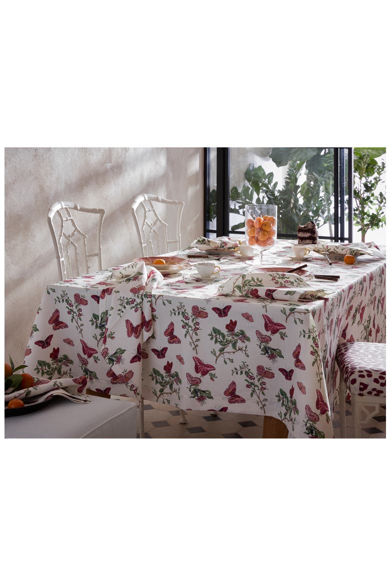 Baudin Butterfly Set of 4 Linen Cocktail Napkins, Alternate, color, RUBY