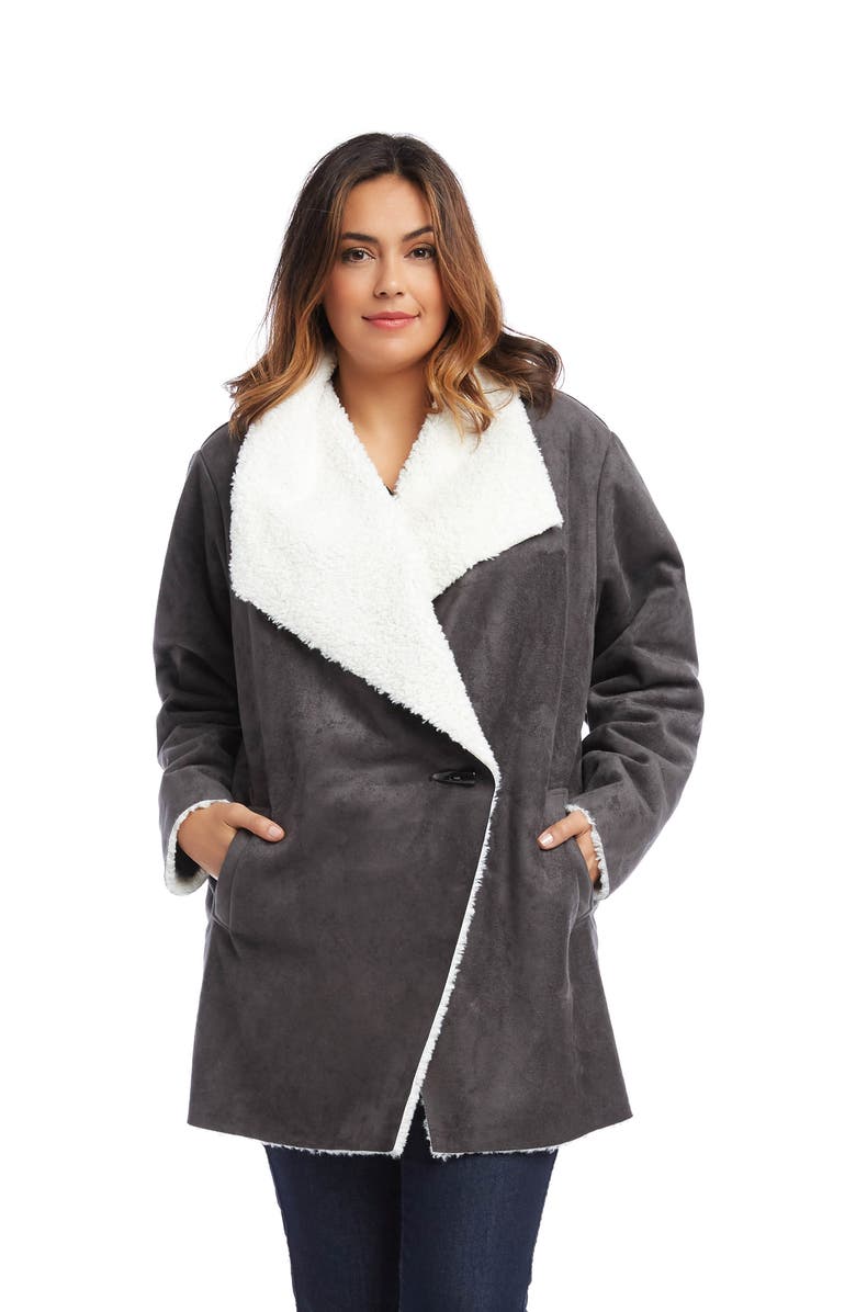 Karen Kane Faux Shearling Coat, Alternate, color, 