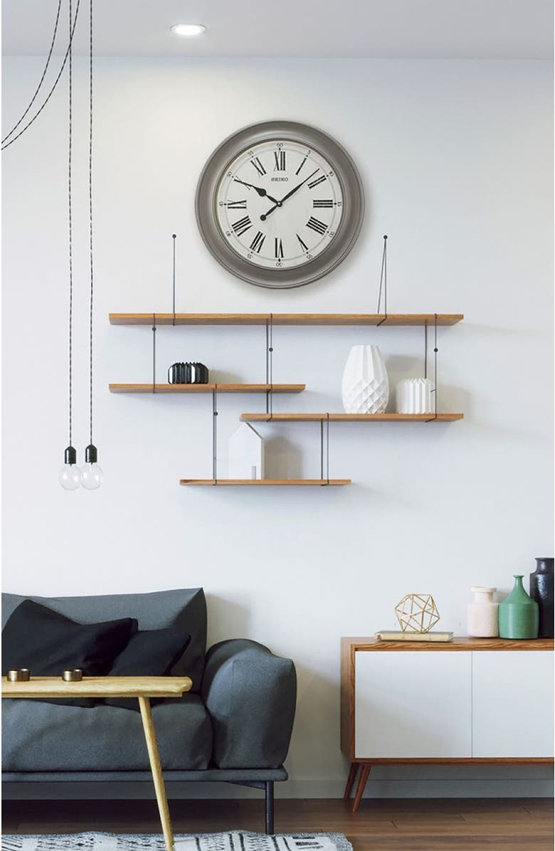 Seiko Noa Wide Frame Wall Clock, Alternate, color, Grey