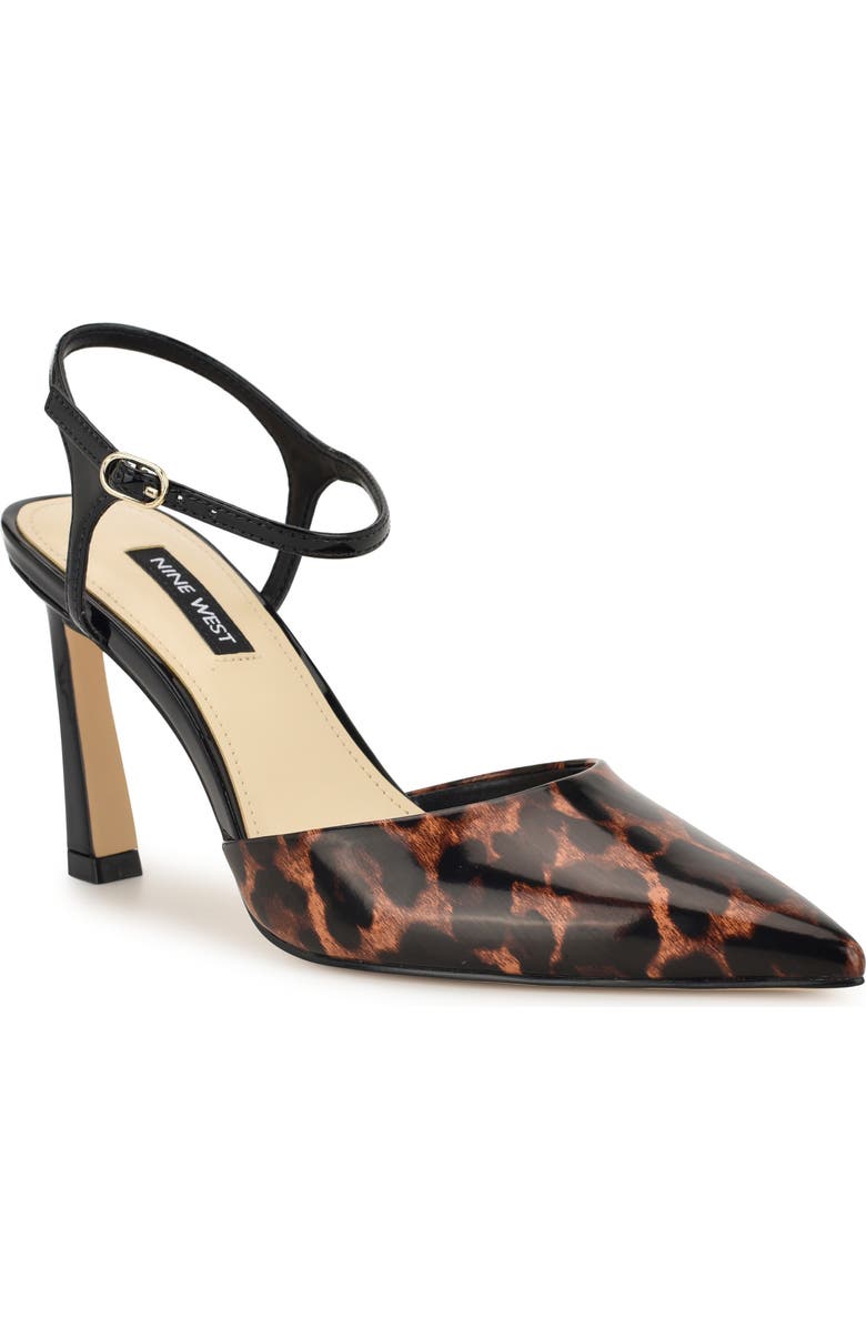 Nine West Dres Ankle Strap Pointed Toe Pump, Main, color, Dark Brown