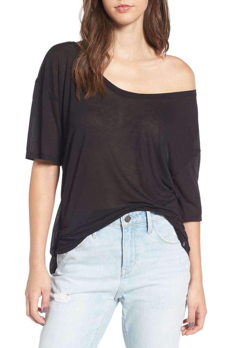 Off the Shoulder Tee, Main, color, BLACK