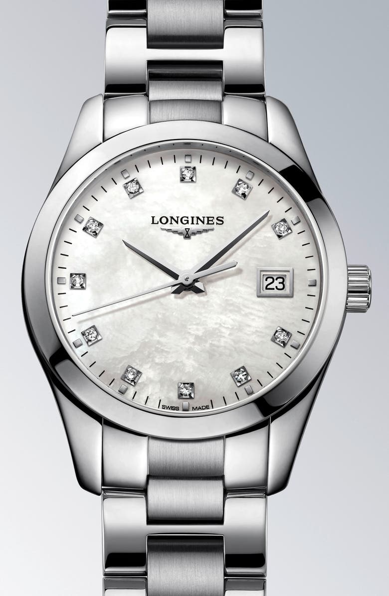 Longines Conquest Classic Diamond Bracelet Watch, 34mm, Alternate, color, 