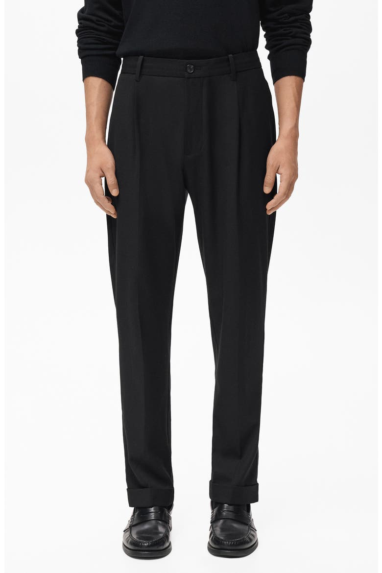 Regular Fit Pleated Pants, Main, color, BLACK