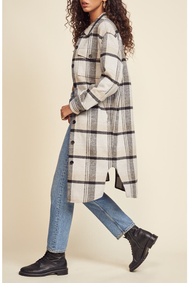 Ainslie Plaid Coat, Alternate, color, BLACK GREY STRIPE