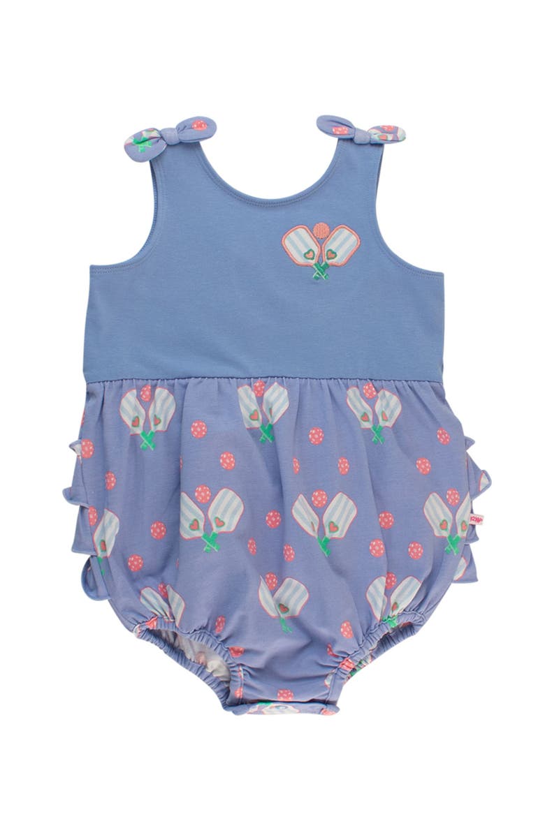 RuffleButts Baby/Toddler Knit Tie Shoulder Bubble Romper, Main, color, Pickleball Playtime