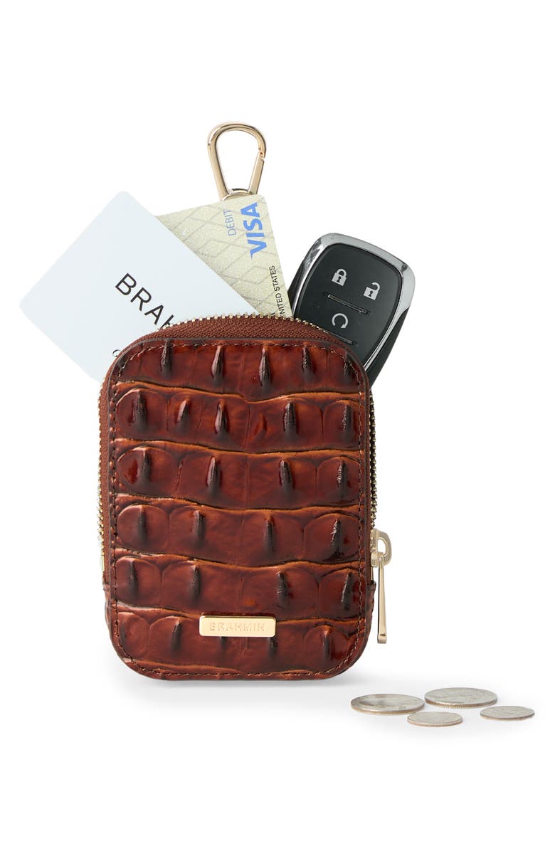 Brahmin Katelynn Croc Embossed Leather Coin Pouch, Alternate, color, Black