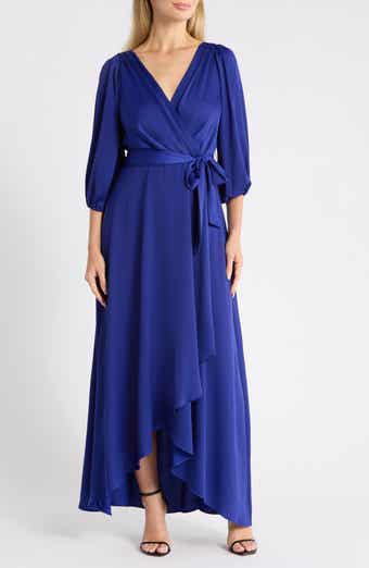 Balloon Sleeve Faux Wrap Dress