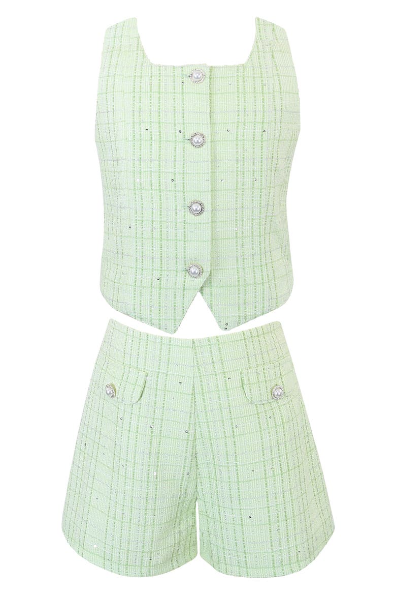 Kids' Boucle Vest & Shorts Set, Main, color, LIME