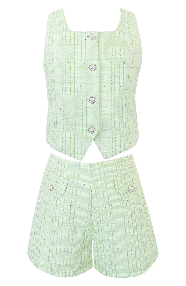 Zunie Kids' Boucle Vest & Shorts Set, Main, color, Lime