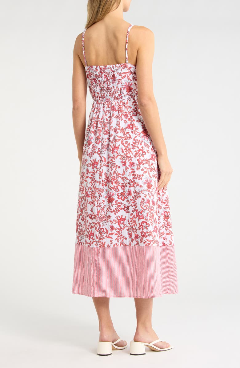 Ellen Tracy Seersucker Strappy Dress, Alternate, color, Red Cottage Floral
