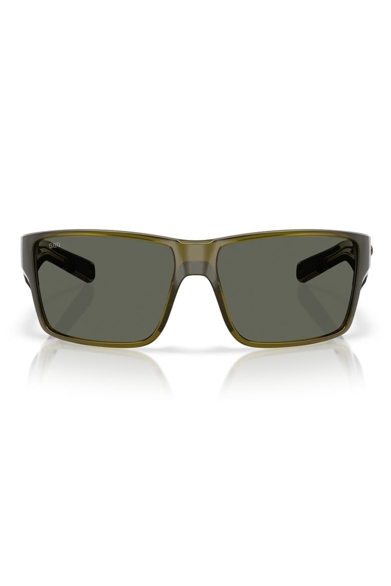 63mm Polarized Rectangular Sunglasses, Main, color, SEAGRASS/ GRAY