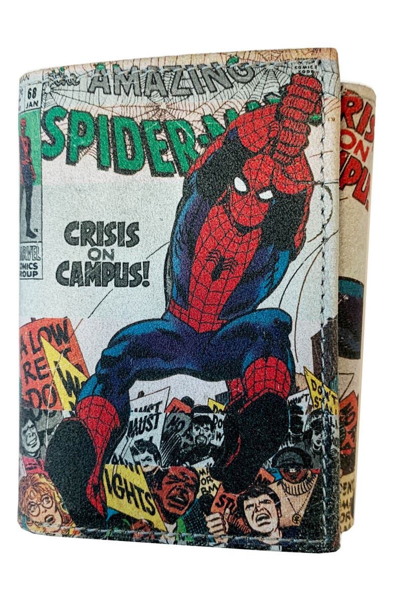 Marvel Spider-Man Swoops Trifold Leather Wallet, Main, color,