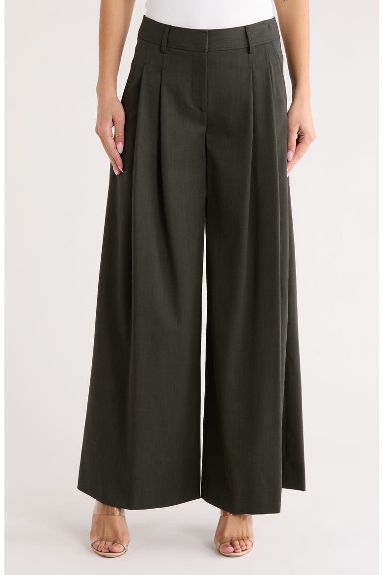 New Didi Wide Leg Wool Blend Pants, Main, color, MILITARY