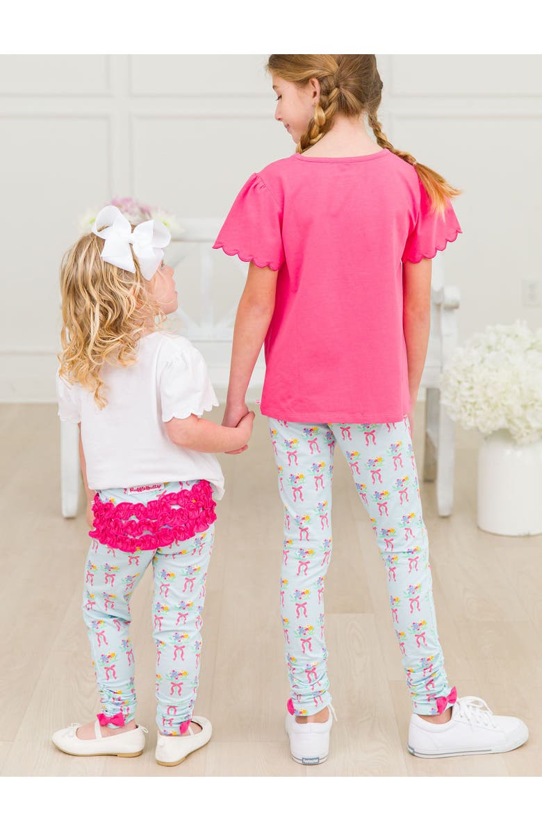 RuffleButts Girls Ruched Bow Leggings, Alternate, color, 