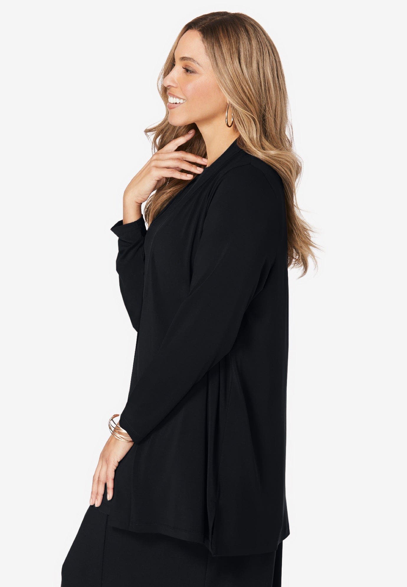 Stretch Knit Open Front Knit Topper - image 2