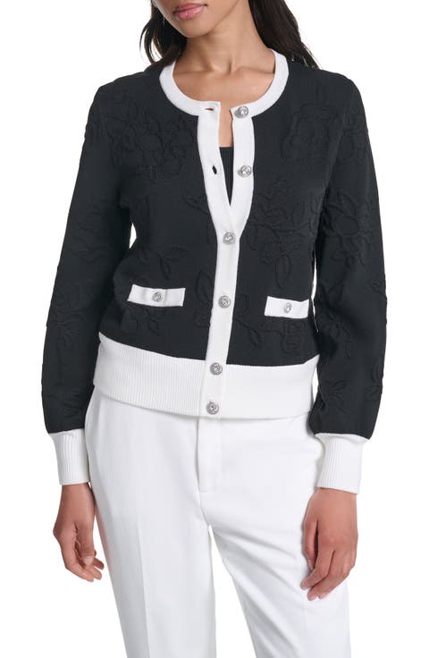 Jacquard Pattern Crewneck Cardigan