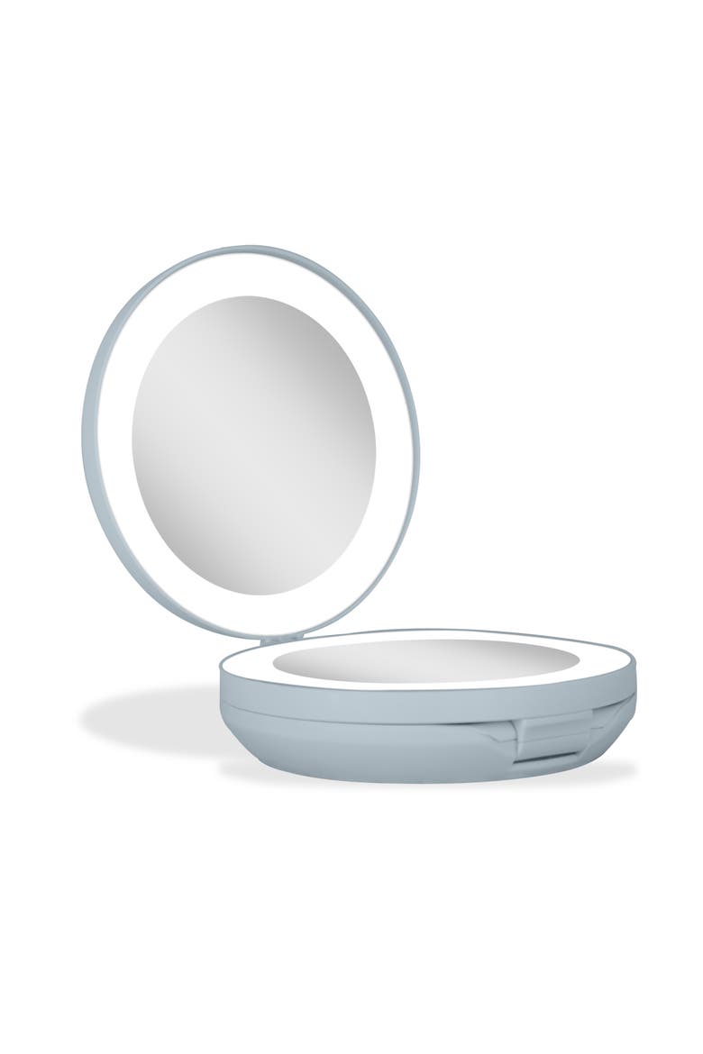 Lighted Travel Mirror with Magnification & Folding-to-Compact, Alternate, color, French Blue
