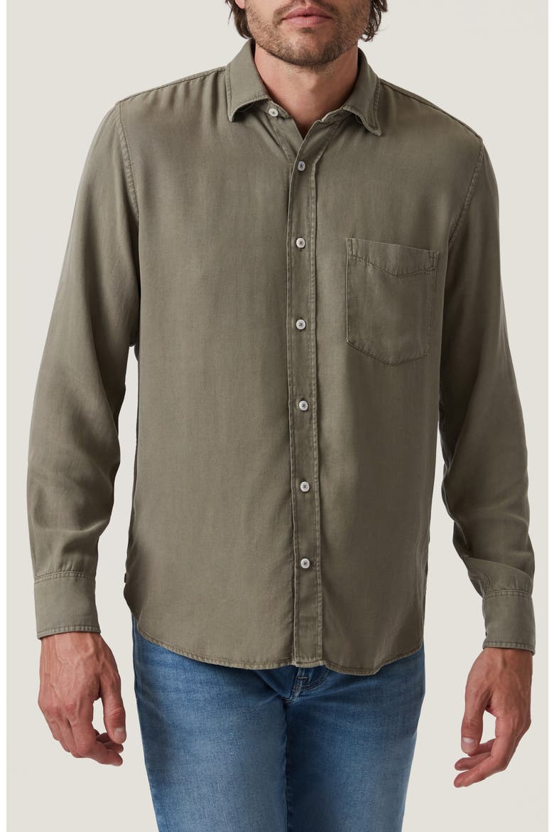 Solid Lyocell Button-Up Shirt, Main, color, PASTEL OLIVE